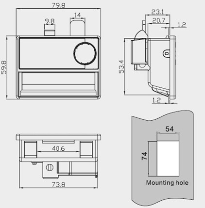 ABS Plastic Handle Dimension