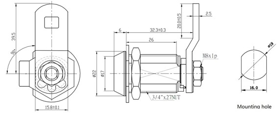 Customized Cam Lock Dimension