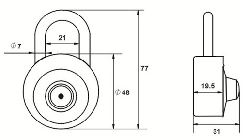 Steel Combination Padlock Dimension